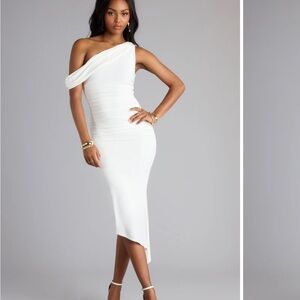 Windsor Elegant White One-Shoulder Dress